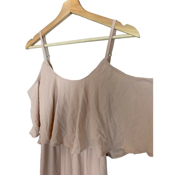 Show Me Your MuMu Caitlin Ruffle Maxi Dress XXS Medium Dusty Blush Crisp Pink - Picture 9 of 12